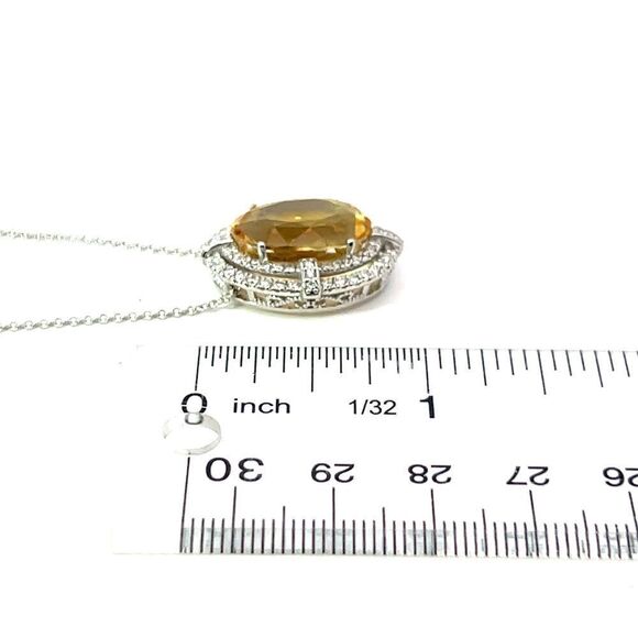 Natural Citrine Diamond Necklace 14k Gold 11.93 TCW Certified $5,950 409156 - Picture 10 of 11